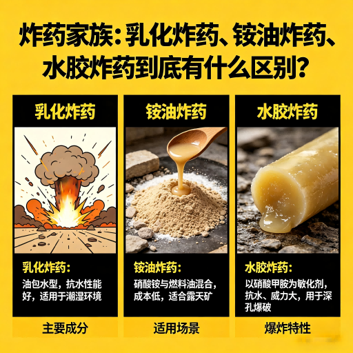 商南炸药家族：乳化炸药、铵油炸药、水胶炸药到底有什么区别？
